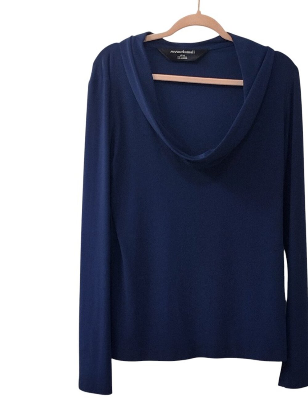 Norma Kamali Long Sleeve Cowl Neck Top, Size XL, Royal Blue